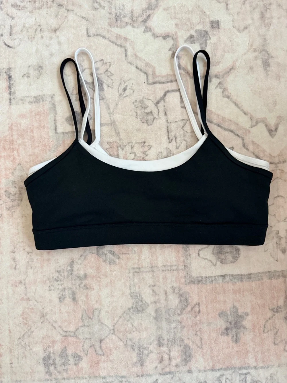 NWOT ALO Airbrush Double Up Bra Black/White